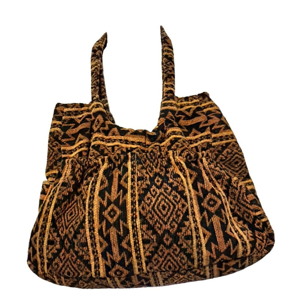 Vintage Daquilema Ecuador Woven Tote Bag Geometric Tribal Boho Thick Chenille